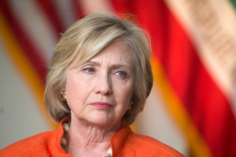 In this Thursday, Aug. 6, 2015, photo, Democratic presidential candidate Hillary Rodham Clinton listens to a home care worker during a roundtable discussion on home care in Los Angeles. (AP Photo/Jae C. Hong)