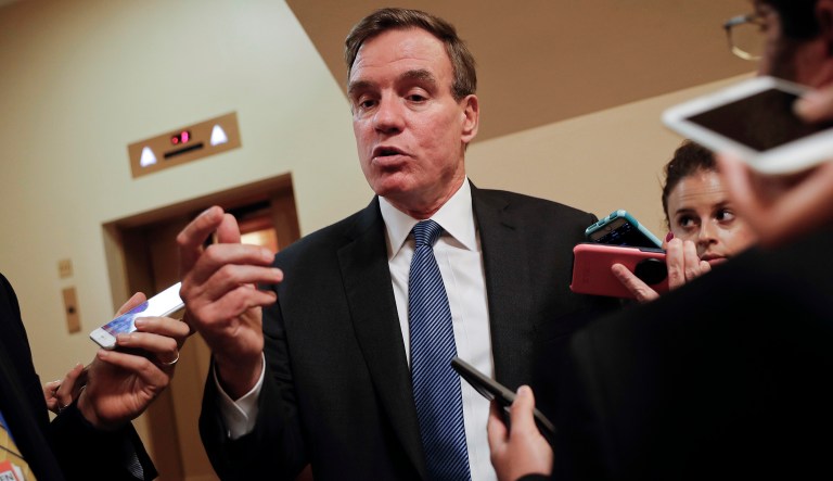 Sen. Mark Warner, D-Va., gave a fiery speech on the Senate floor Wednesday cautioning against the removal of special counsel Robert Mueller. Republicans have made calls to remove Mueller over accusations of political bias. (AP Photo/Pablo Martinez Monsivais)