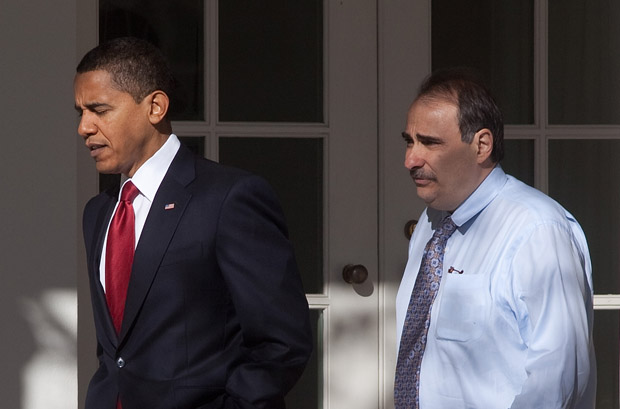 President Obama, followed by Senior Adviser David Axelrod, walks to the Oval Office of the White House in Washington, Tuesday, Feb. 17, 2009. (AP Photo/Ron Edmonds)