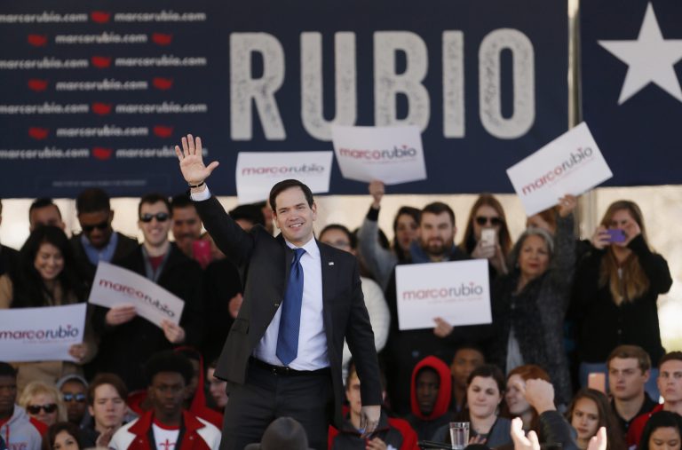 Republican presidential candidate, Sen. Marco Rubio, R-Fla. speaks during a rally, Friday, Feb. 26, 2016, in Dallas. (AP Photo/Brandon Wade)