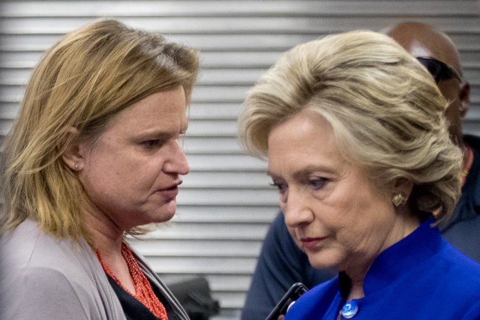 "Friends, please remember that if you see a whopper of a Wikileaks in next two days - it's probably a fake," Clinton campaign Director of Communications Jennifer Palmieri tweeted. (AP Photo/Andrew Harnik)