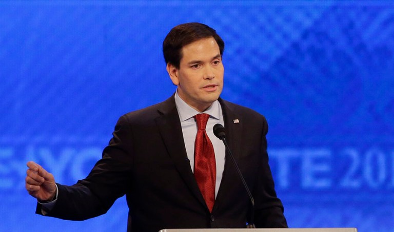 For the second debate in a row, Marco Rubio got the most speaking time, with more than 18 minutes. (AP photo/David Goldman)