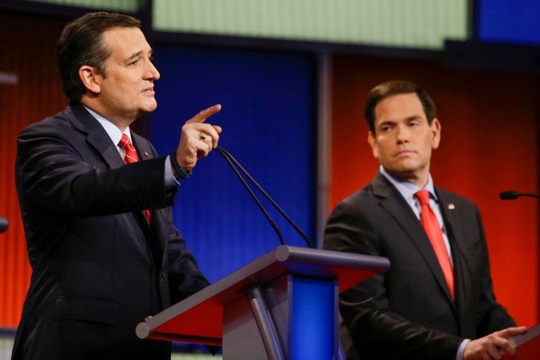 Two super PACs affiliated with Ted Cruz, Stand for Truth and Keep the Promise I, spent in the most recent week of available data more against Rubio than Trump. (AP Photo/Charlie Neibergall, File)