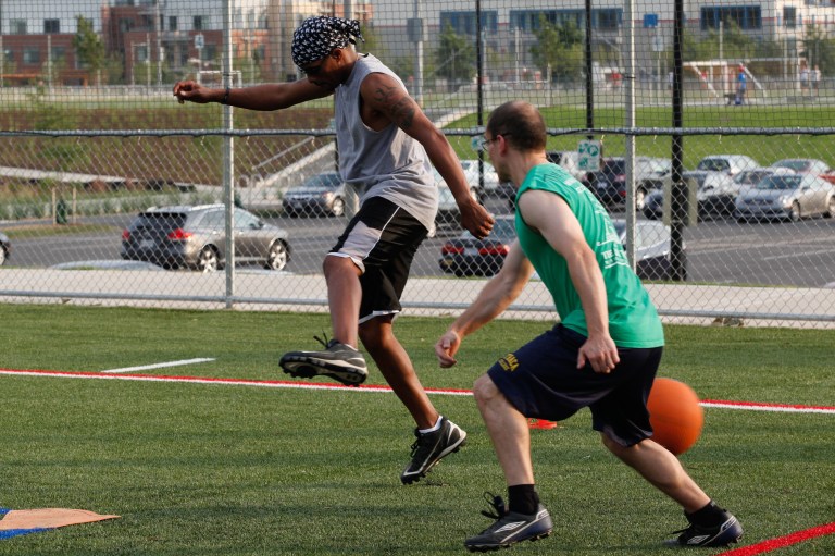 A Kickball game at Long Bridge Park, Crystal City, Arlington, VA, July 5th, 2012