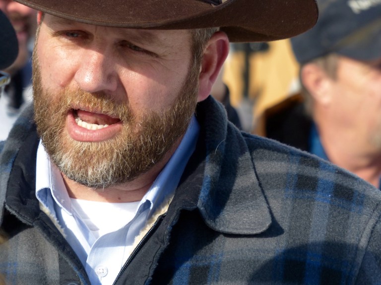 We want the government to abide by the Constitution and to abide by the authority that the people have given it,? Bundy said. (Les Zaitz/The Oregonian via AP)