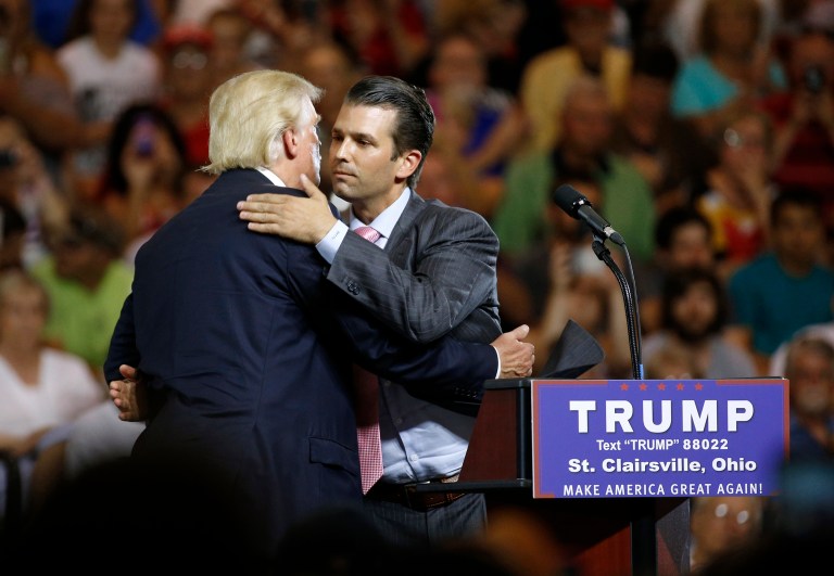 Donald Trump Jr. said late Thursday his father's announcement about a running mate will come over the weekend instead of Friday morning when it had previously been scheduled. (AP Photo/Patrick Semansky)