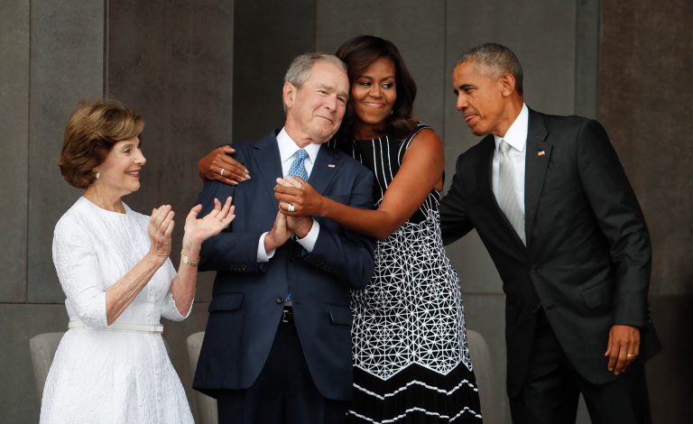 Bush, who signed the law creating the museum in 2003, united with his old political antagonist, President Obama. (AP Photo/Pablo Martinez Monsivais)