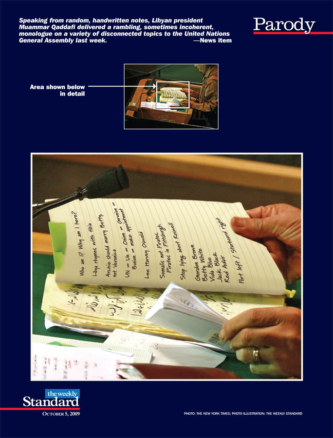 Qaddafi’s Speech Notes, In Translation