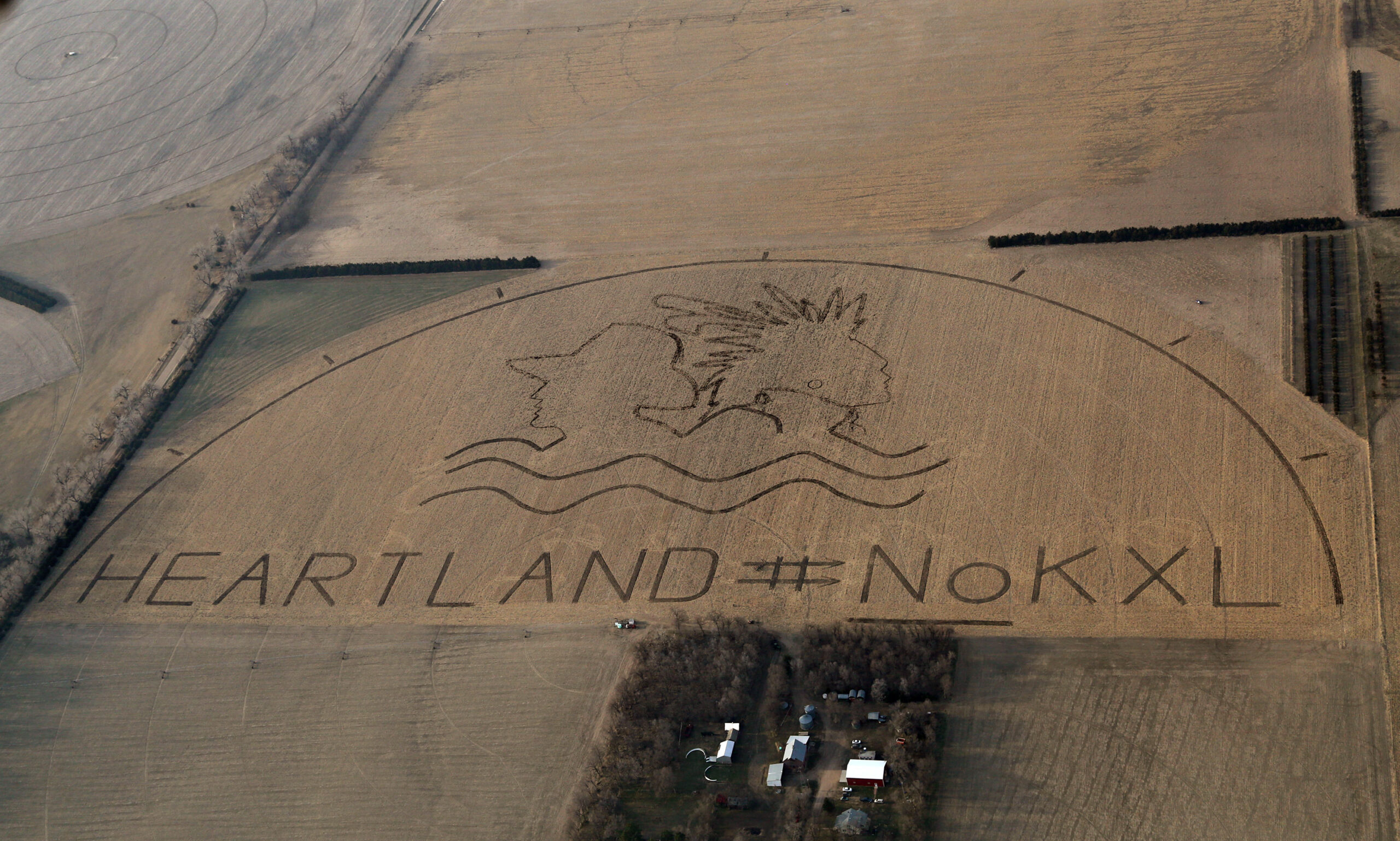 Opponents carve anti-pipeline message into field