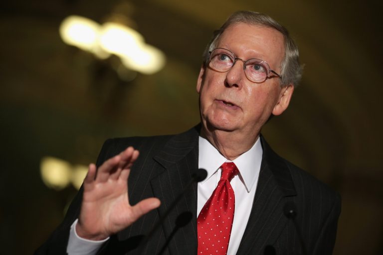 Senate Minority Leader Mitch McConnell is raising money off of his opposition to military intervention in Syria, according to an email his campaign sent Tuesday to supporters. (Chip Somodevilla/Getty Images)