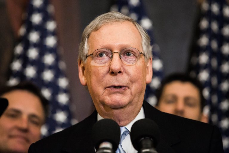 Senate Majority Leader Mitch McConnell dismissed the idea that top Republicans are discussing ways to ensure Donald Trump does not become the presidential nominee. (Graeme Jennings/Examiner)
