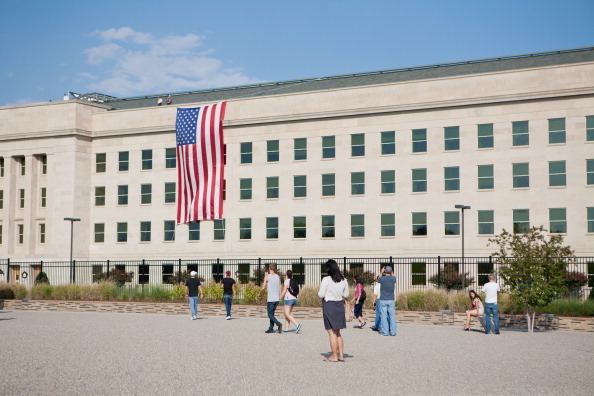 People visit the Pentagon Memorial on Sept. 11, 2011. (Getty Images)