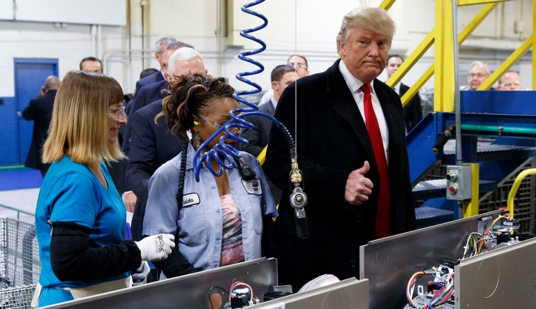 The White House told reporters Sunday the latest theme week will focus on promoting locally made products and center around the benefits of American manufacturing. (AP Photo/Evan Vucci)