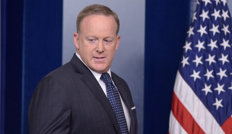 White House press secretary Sean Spicer arrives for the daily briefing at the White House in Washington, Monday, June 12, 2017. (AP Photo/Susan Walsh)