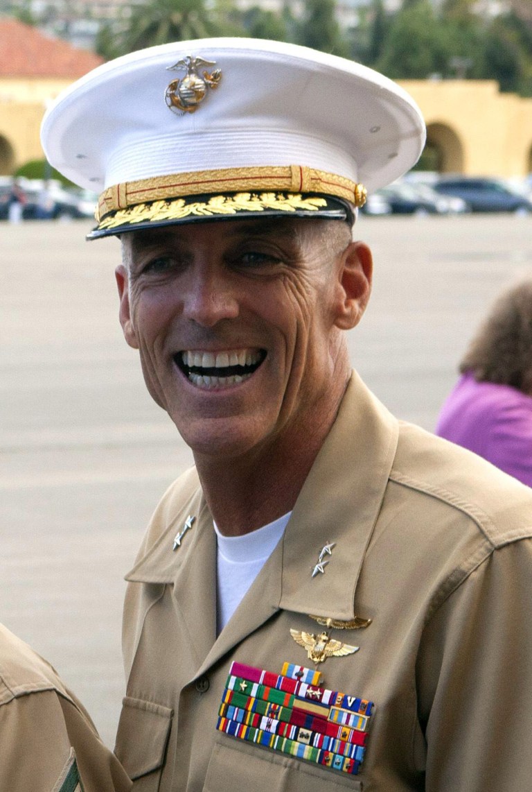   This photo provided by the Marine Corps, shows Maj. Gen. Gregg Sturdevant at Marine Corps Recruit Depot San Diego, Calf.. In a rare move, Gen. James Amos, the commandant of the Marine Corps, on Monday, Sept. 30, 2013, forced two generals into retirement after concluding they should be held to account for failing to secure a base in Afghanistan against a Taliban attack that killed two Marines. Amos said in announcing his decision that Maj. Gen. Charles M. Gurganus and Sturdevant 