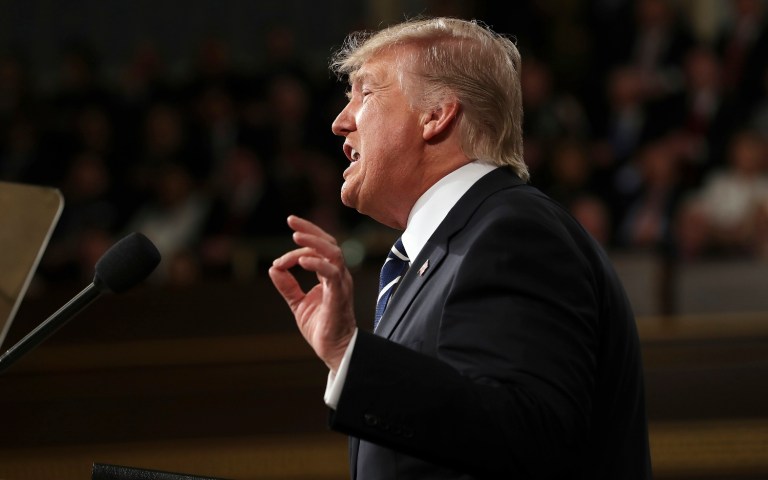 President Trump's address stressed national unity. (Jim Lo Scalzo/Pool Image via AP)