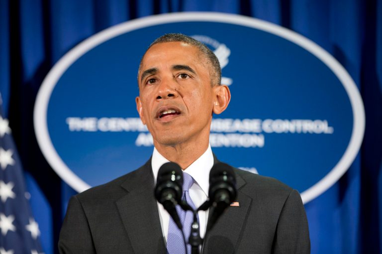 President Barack Obama speaks at the Centers for Disease Control and Prevention (CDC) in Atlanta, Tuesday, Sept. 16, 2014. (AP Photo/Pablo Martinez Monsivais)