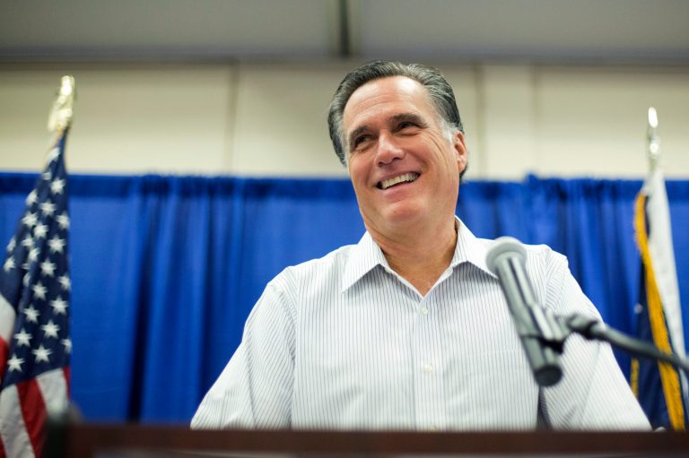 Fomer Republican presidential nominee Mitt Romney speaks before introducing Georgia Republican U.S. Senate candidate David Perdue at a campaign event, Wednesday, Oct. 29, 2014, in Augusta, Ga. (AP Photo/David Goldman)