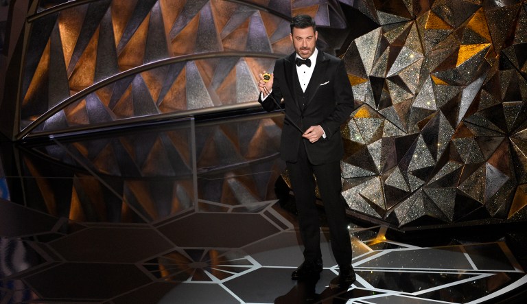 Jimmy Kimmel speaks at the Oscars on Sunday, March 4, 2018, at the Dolby Theatre in Los Angeles. (Photo by Chris Pizzello/Invision/AP)