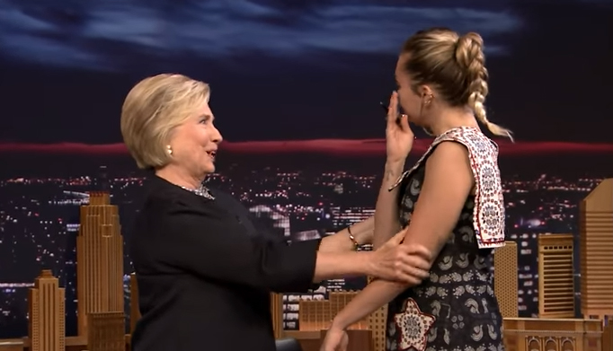 Hillary Clinton showered with thank yous and Miley Cyrus tears up on ‘The Tonight Show’