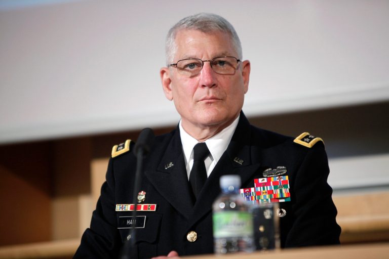 FILE - This Nov. 15, 2012 file photo shows Gen. Carter Ham, then-head of the U.S. Africa Command, at the University of Sciences Politiques, in Paris. Two of the four U.S. deaths in Benghazi might have been prevented if military leaders knew more about the intensity of the sporadic gunfire directed at the CIA facility where Americans had taken refuge and they had pressed to get a rescue team there faster. In closed-door, congressional testimony, now-retired Gen. Carter Ham and other top military commanders described the chaotic night of Sept. 11, 2012, in which they thought Americans were safe, not facing sometimes sustained gunfire throughout the night, and were focused on a potential hostage situation when, in fact, Ambassador Chris Stevens was already dead. (AP Photo/Thibault Camus, File)