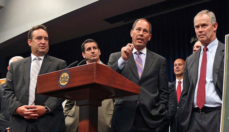 The Chief of staff and counsel to Pennsylvania Senate President Pro Tempore Joe Scarnati said leaders of the GOP-controlled General Assembly are nearing completion of the new map. The map with the newly drawn congressional districts will then be sent to Gov. Tom Wolf, a Democrat, who has until Feb. 15 to approve the map and send it to the state Supreme Court. (AP Photo/Chris Knight, File)