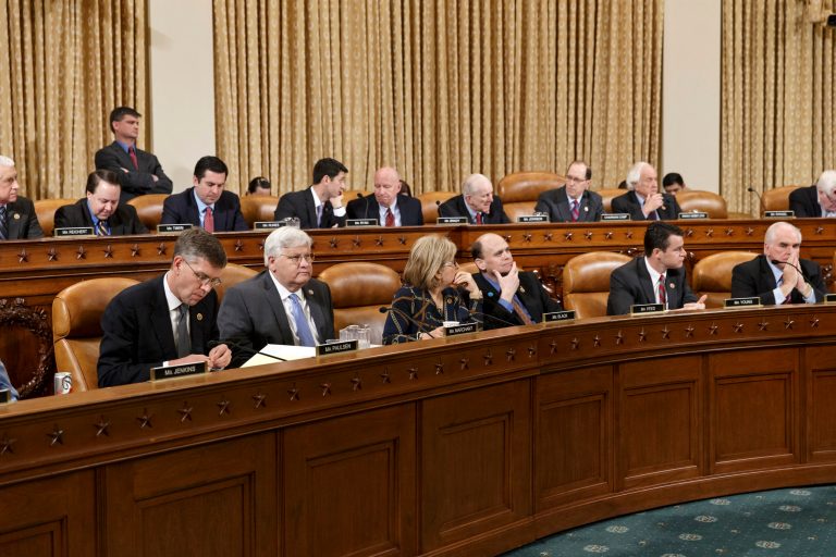 The House Ways and Means Committee debates on Capitol Hill in Washington, Wednesday, April 9, 2014, whether IRS official Lois Lerner's refusal to testify to Congress deserves criminal prosecution. Lerner, former head of the Internal Revenue Service Exempt Organizations Division, invoked her Fifth Amendment rights and refused to answer questions when twice called before the House Oversight and Government Reform Committee during its investigation of whether the federal tax agency improperly targeted conservative nonprofit political groups for extra scrutiny. Ways and Means wants the Justice Department to open a criminal probe against Lerner. (AP Photo/J. Scott Applewhite)