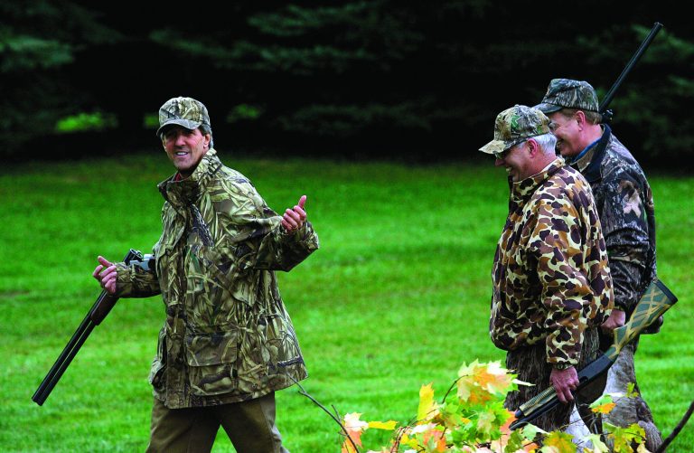 Sen. John Kerry went goose hunting near the end of his 2004 bid for the presidency. Most recent presidents have been hunters and/or anglers. (Photo by Justin Sullivan/Getty Images)