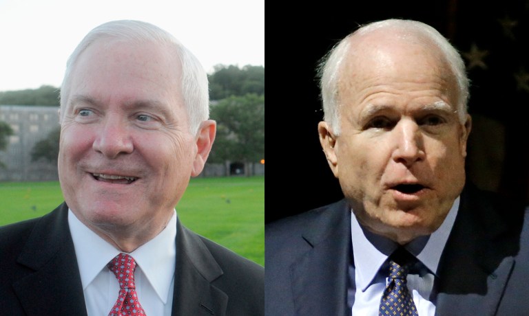 Both Robert Gates and John McCain expressed concern over the exclusion of the chairman of the Joint Chiefs of Staff from some National Security Council meetings. (AP Photo/Mark Humphrey)