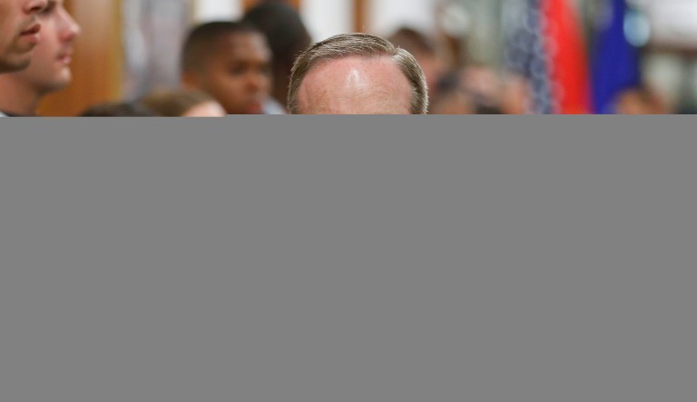 Journalists camped outside of Sean Spicer's home shortly after news broke that he was resigning as White House press secretary. (AP Photo/Pablo Martinez Monsivais)