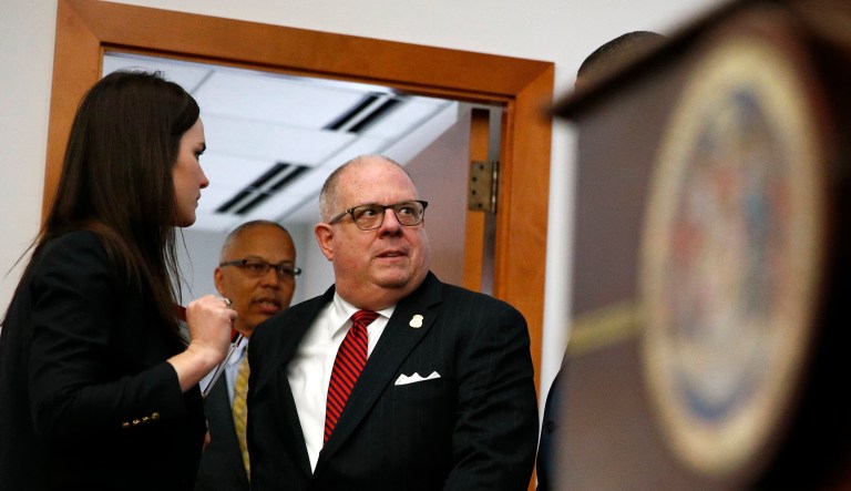 Maryland Gov. Larry Hogan, a Republican, has joined an amicus brief in support of Maryland Republican voters who are challenging Democrats' redrawing of the state's 6th Congressional District. (AP Photo/Patrick Semansky)