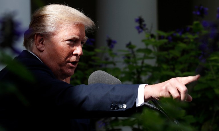 The president's tweet Saturday is not the first time he's spoken about CNN in terms of the international community. (AP Photo/Alex Brandon)