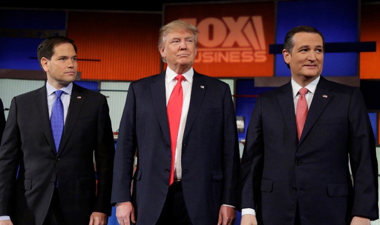 Two last-minute polls -- outliers from lesser-known pollsters -- show Trump basically tied with Cruz, and Rubio surging. (AP file photo/Chuck Burton)