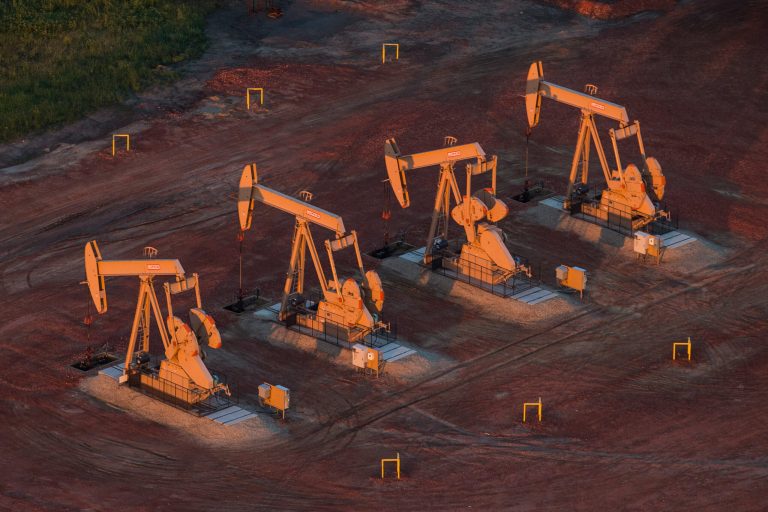 Pumpjacks are seen in an aerial view in the early morning hours of July 30, 2013 near Watford City, North Dakota. (Getty images)