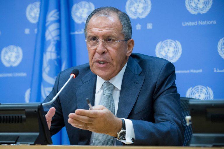 Russia's foreign minister Sergey Lavrov speaks at a news conference during the 69th United Nations General Assembly at U.N. headquarters, Friday, Sept. 26, 2014. (AP Photo/John Minchillo)