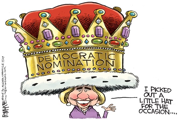 Editorial cartoon: Little hat for Hillary