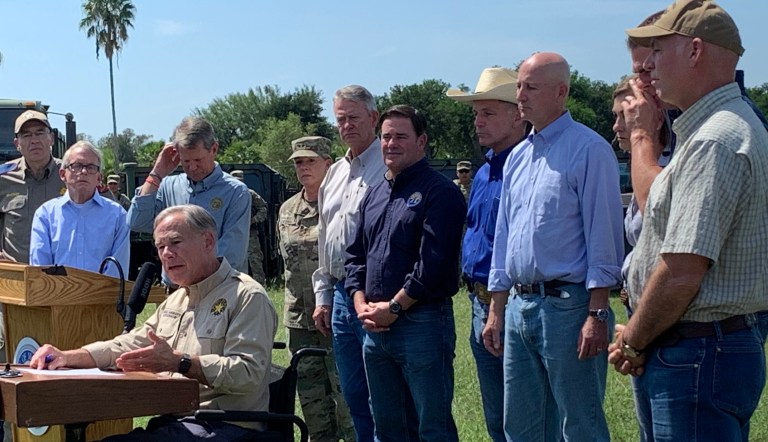 Ten Republican governors speak at a press conference on the border in Mission, Texas, in October 2021.