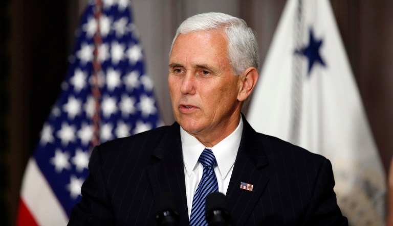 Vice President Mike Pence vowed Thursday that the U.S. will become the international leader in space exploration. (AP Photo/Alex Brandon)