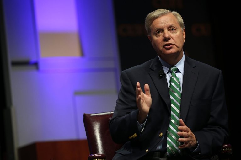 Sen. Lindsey Graham, R-S.C., participates in a discussion during a Christians United for Israel summit July 13, 2015 in Washington. (Photo by Alex Wong/Getty Images)