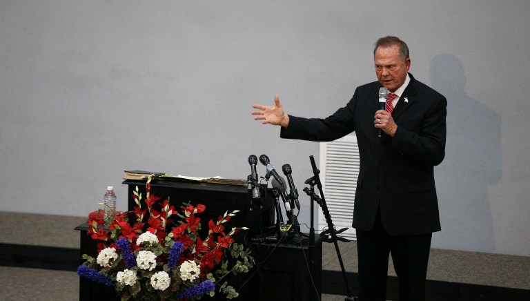 Former Alabama Chief Justice and U.S. Senate candidate Roy Moore has denied the accusations and has so far refused to drop out of the Senate race. (AP Photo/Brynn Anderson)