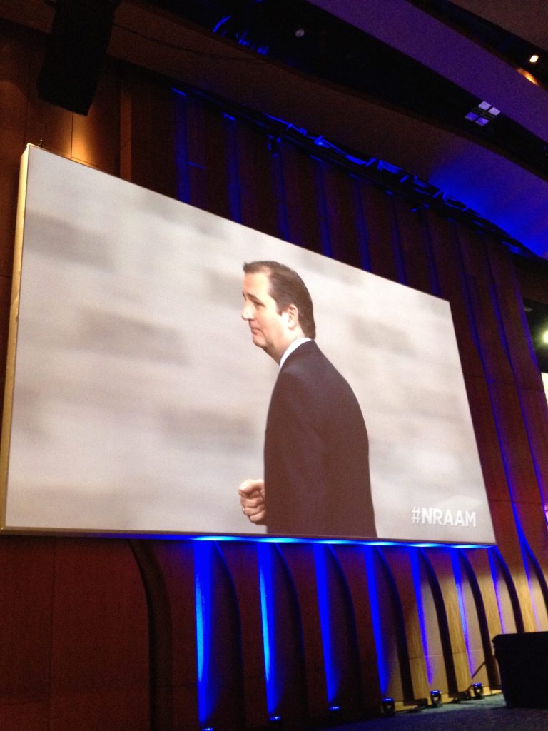 Sen. Ted Cruz addressing the NRA convention in Nashville, Tenn.