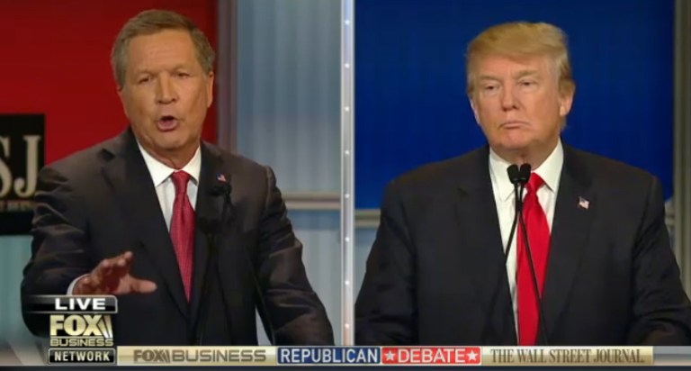 During a squabble between Trump and Ohio Gov. John Kasich on immigration and the need to deport illegal immigrants, the real estate mogul told The Wall Street Journal's Gerard Baker, 