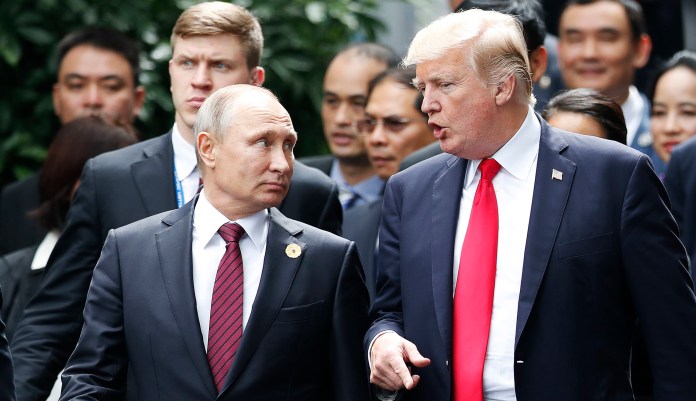 Responding on Twitter to a report that said Putin called Trump "to thank him for a CIA tip that thwarted bombings," White House press secretary Sarah Sanders confirmed the report and said the White House would follow up with more information. (Jorge Silva/Pool Photo via AP)