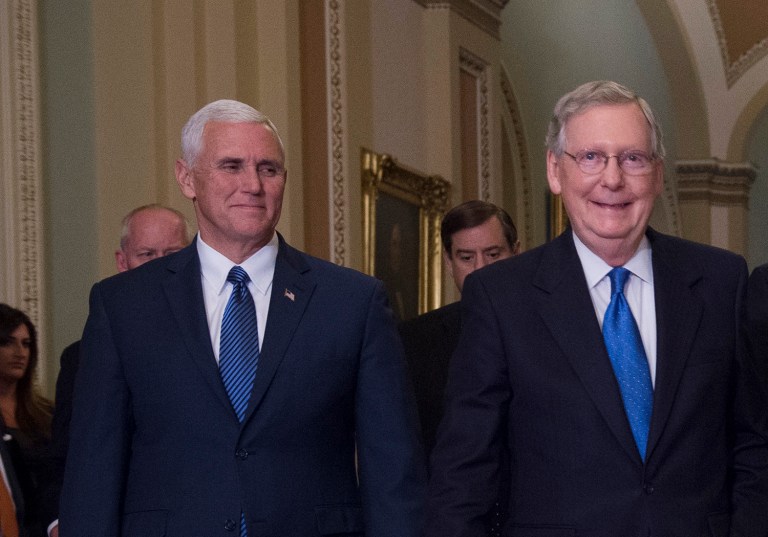 Senate Majority Leader Mitch McConnell is throwing out a lifeline to Vice President-elect Mike Pence in the hope that he can help bridge the divide between Congress and President-elect Donald Trump. (AP Photo/Molly Riley)