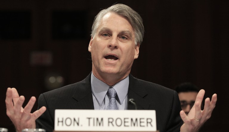 In this 2008 photo, former Indiana Rep. Tim Roemer testifies on Capitol Hill in Washington. Since 2011, Roemer has worked at the global lobbying firm APCO Worldwide, and he is now co-chair of the Reformers Caucus, a group that bills itself as the best hope for good government. (AP Photo/Lauren Victoria Burke)