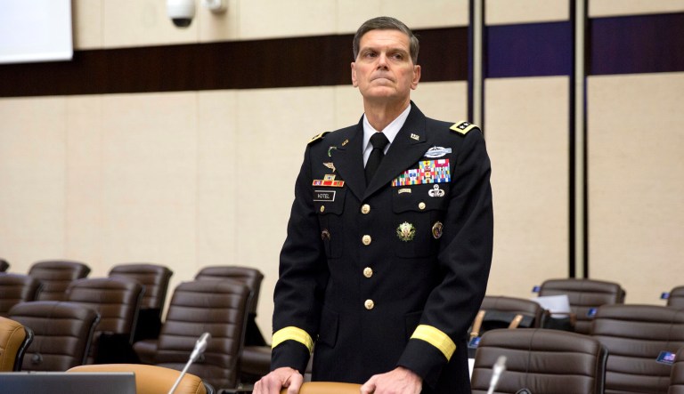 Russia's actions, Gen. Votel said, showed it is focused solely on preserving its influence and control and are either not capable or not interested in playing a role to bring peace to Syria. (AP Photo/Virginia Mayo, Pool)