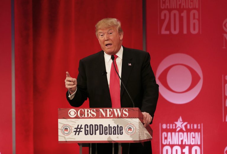 The most passionate exchange of the entire debate was between Donald Trump and Jeb Bush on the Iraq War. (AP Photo/John Bazemore)