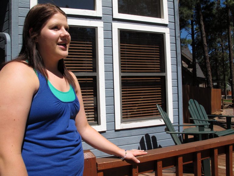   In this photo taken Thursday, June 7, 2012, Colleen Knaggs, 18, talks at her home in Flagstaff, Ariz. about her fruitless efforts to find a job. Once a rite of passage to adulthood, summer jobs for teens are disappearing. Fewer than 3 in 10 American teenagers now hold such positions as running cash registers, mowing lawns or busing tables in the months from June to August. The decline has been particularly sharp since 2000, with employment for the 16-19-year olds falling to the lowest level since World War II. (AP Photo/Felicia Fonseca)  