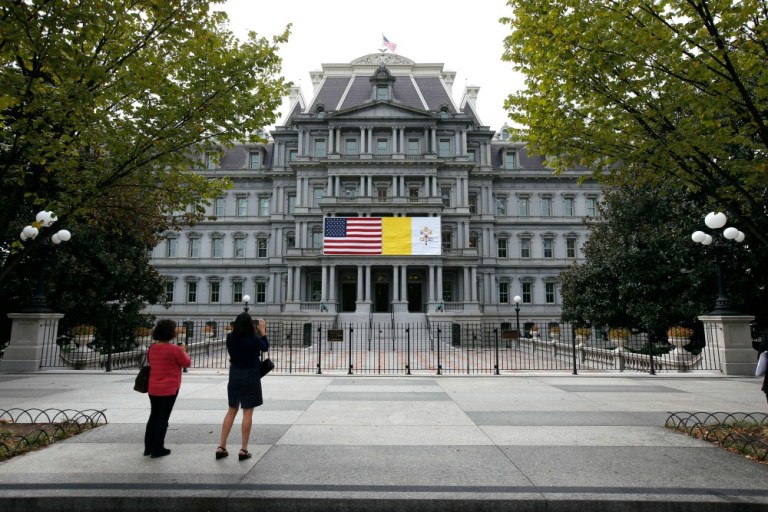 The climate and health event will take place at 2 p.m. Monday in the Eisenhower Executive Office building on the White House grounds in Washington, D.C. (AP Photo)