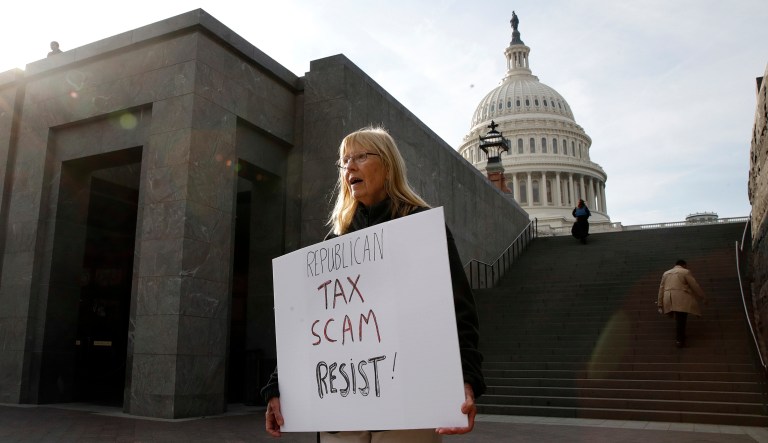 Support for the tax plan is particularly high among Republican voters, as 72 percent back the proposal. Thirty-seven percent of independents and 27 percent of Democrats favor the legislation. (AP Photo/Jacquelyn Martin)